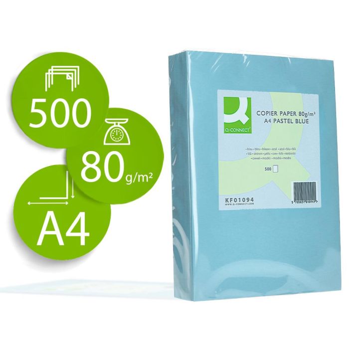 Papel Color Q-Connect Din A4 80 gr Celeste Paquete De 500 Hojas