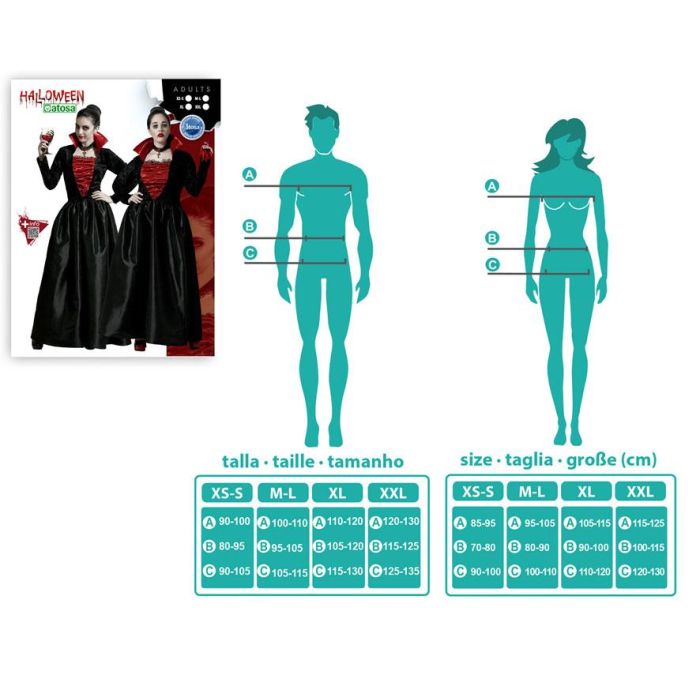 Disfraz Vampiresa Elegante Negro Mujer Adulto XL 3 Disfraz Vampiresa Elegante Negro Mujer Adulto XL 3