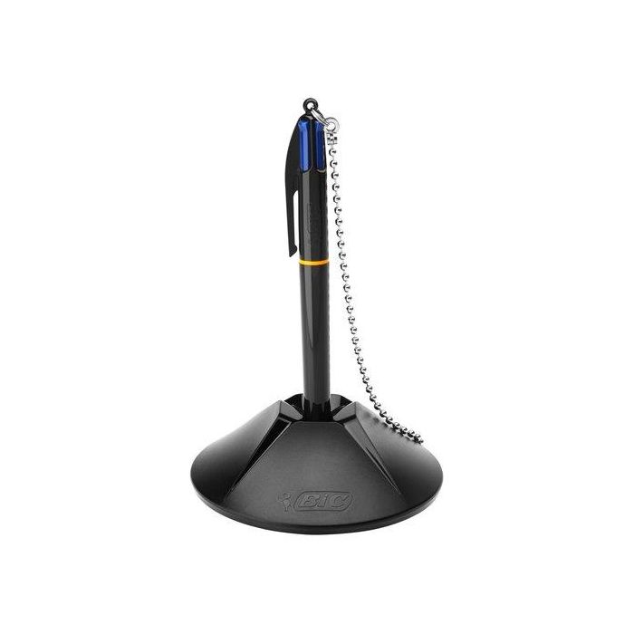 Bic Bolígrafo Counter Pen con 4 Recambios de Tinta Azul, Recargable, Negro