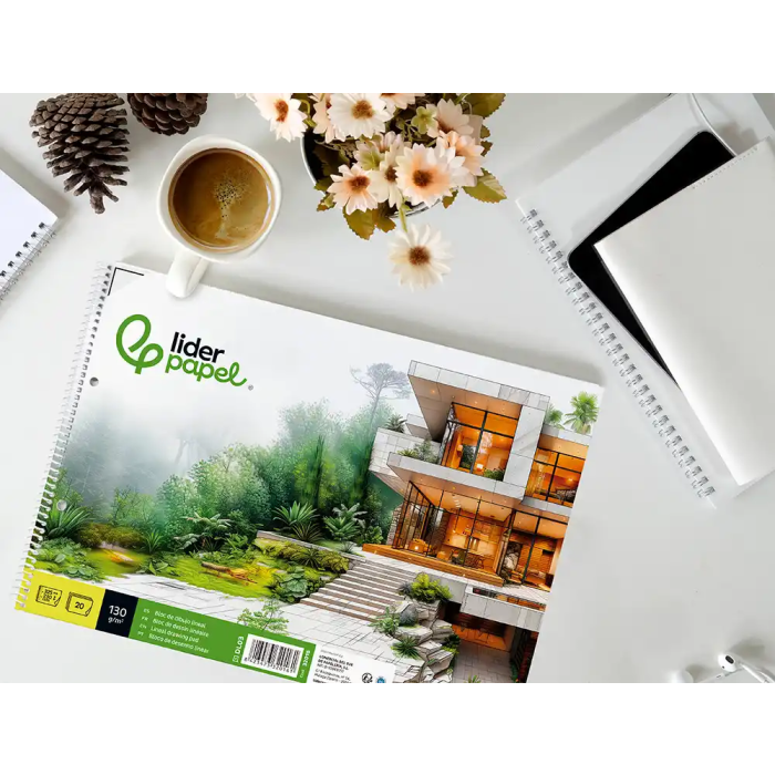 Liderpapel Bloc Dibujo Arquitectura Espiral 230x325 mm 20 Hojas 130g/m2 Microperforado 6