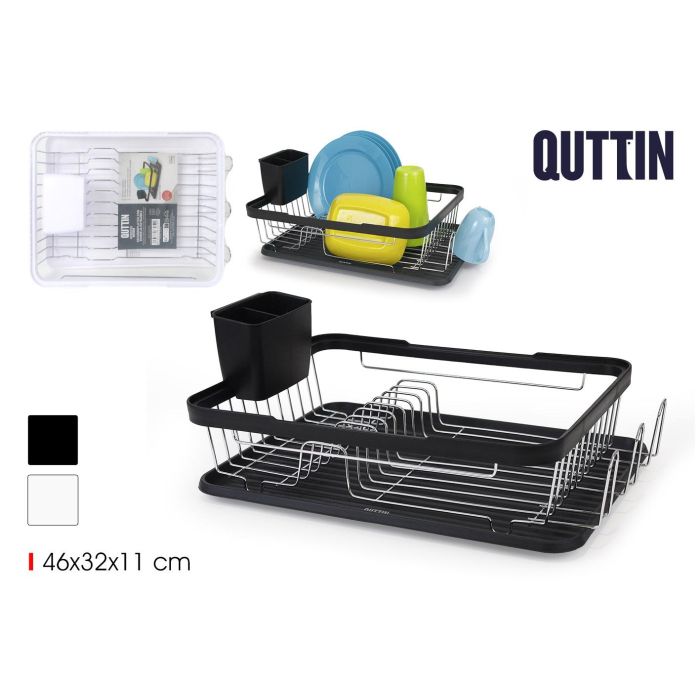 Qutti Escurreplatos con Bandeja, de 46 x 32 x 11 cm (6 Unidades)