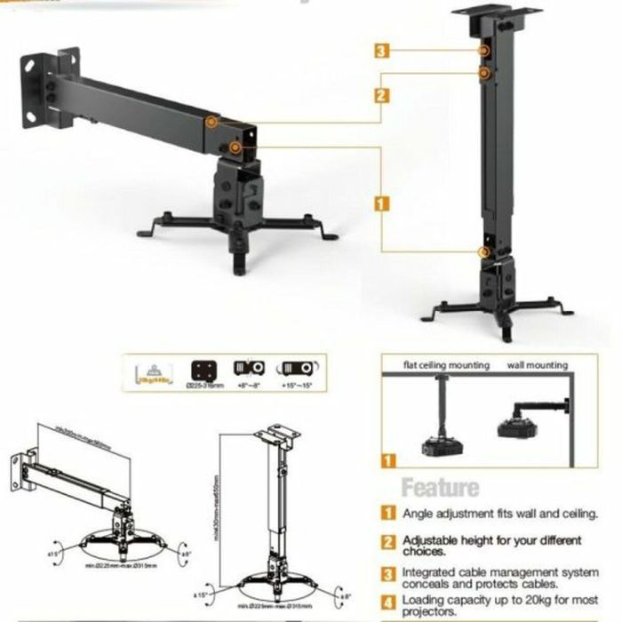 Soporte de Techo Inclinable y Giratorio para Proyector Equip 650702 1