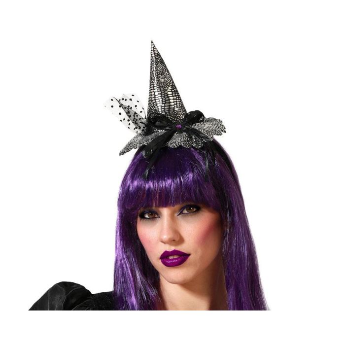 Diadema Bruja Halloween Plateado Mujer Adulto