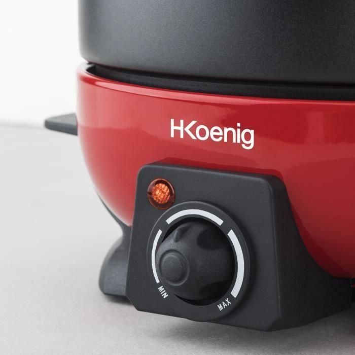 HKoeNIG ALP1800 - Fondue eléctrica 6 personas - 2L - 800W - Termostato regulable de 25 ° C a 190 ° C - Olla extraíble - Rojo y negro 3