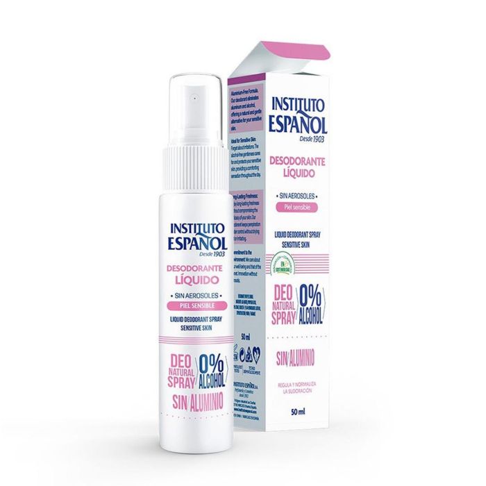 Instituto Español Sin alcohol spray desodorante liquido sin aluminio piel sensible 50 ml vaporizador