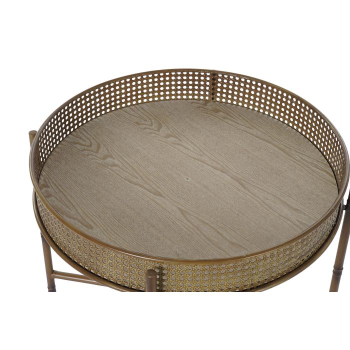 DKD Home Decor Mesita Auxiliar de Metal estilo Balines en Color Natural 59 cm Ancho x 59 cm Profundidad x 50 cm Alto 1