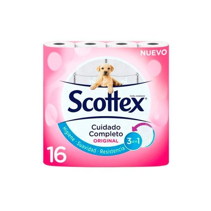 Scottex Original Papel Higiénico Doble Capa Pack De 16 Rollos - OndaSuave, 155 Servicios