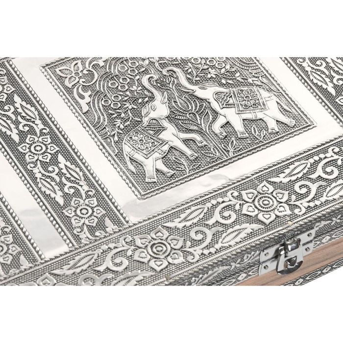 DKD Home Decor Joyero Indio de Madera y Aluminio Plateado/Natural 20 x 5.4 x 27.5 cm 1