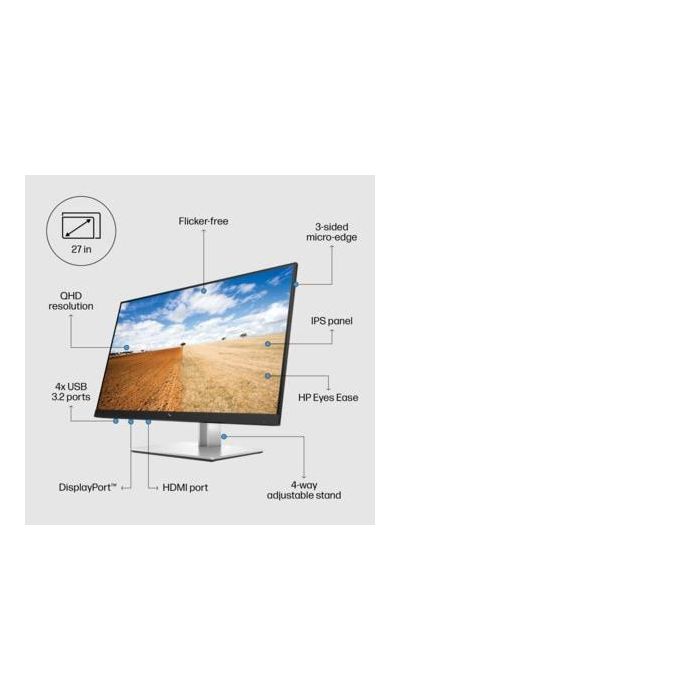 HP E27q G4 Monitor 27 pulgadas QHD (2560x1440) con 5ms, HP Eye Ease y Ergonomía Optimizada. Puertos HDMI, DisplayPort y USB. 7 HP E27q G4 Monitor 27 pulgadas QHD (2560x1440) con 5ms, HP Eye Ease y Ergonomía Optimizada. Puertos HDMI, DisplayPort y USB. 7