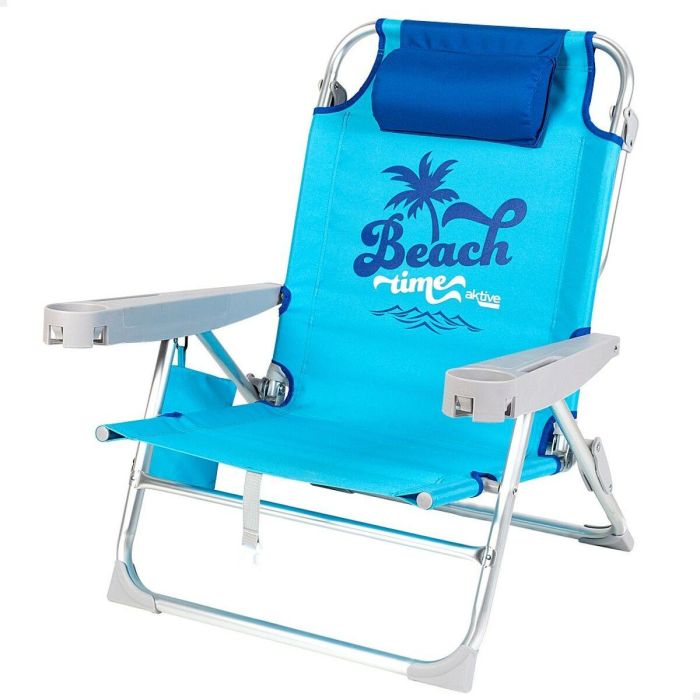 Silla de Playa Aktive Plegable Azul 53 x 80 x 58 cm (2 Unidades) 6 Silla de Playa Aktive Plegable Azul 53 x 80 x 58 cm (2 Unidades) 6