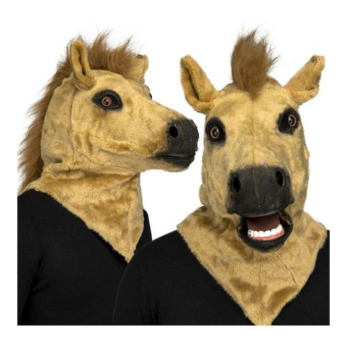Máscara de caballo marrón con mandíbula móvil talla única Máscara de caballo marrón con mandíbula móvil talla única