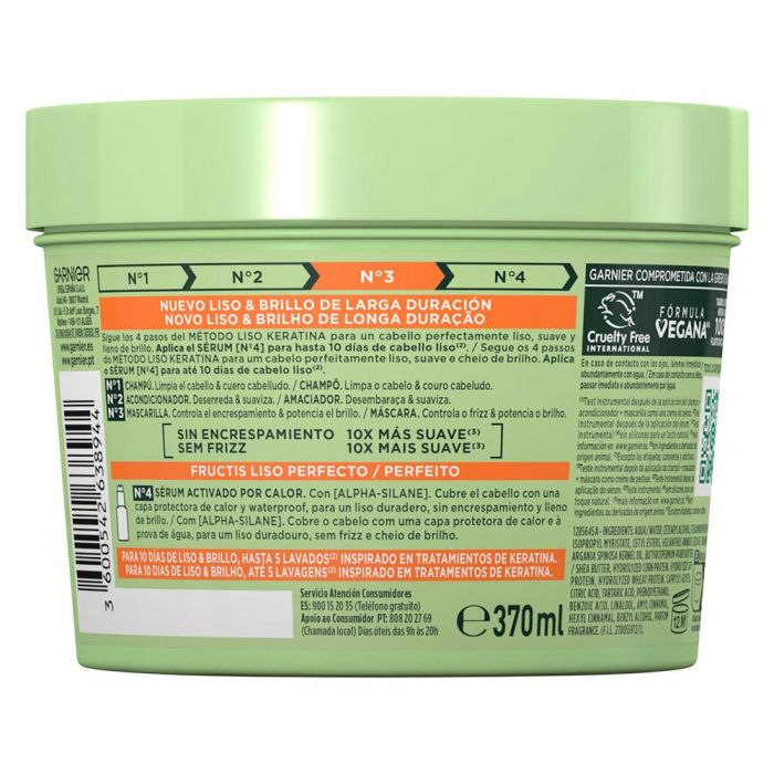 Garnier Fructis Liso Keratina Mascarilla N°3 Liso Cabello 370 ml