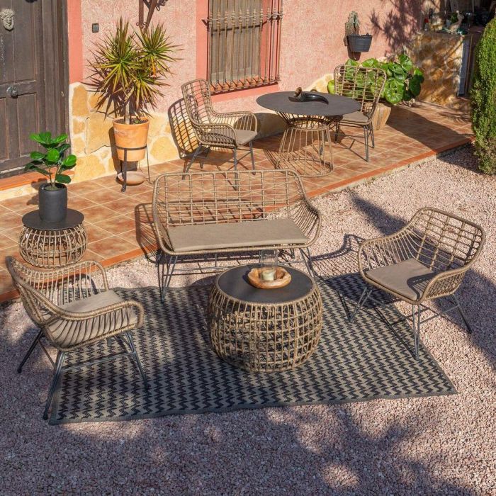 Sillón de jardín Ariki 121 x 62 x 76 cm ratán sintético Acero Grafito 3 Sillón de jardín Ariki 121 x 62 x 76 cm ratán sintético Acero Grafito 3