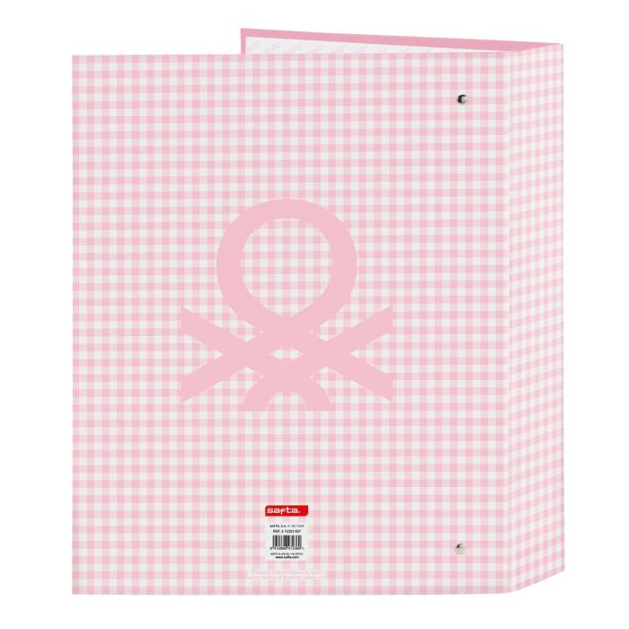 Carpeta de anillas Benetton Vichy Rosa A4 27 x 33 x 6 cm 1