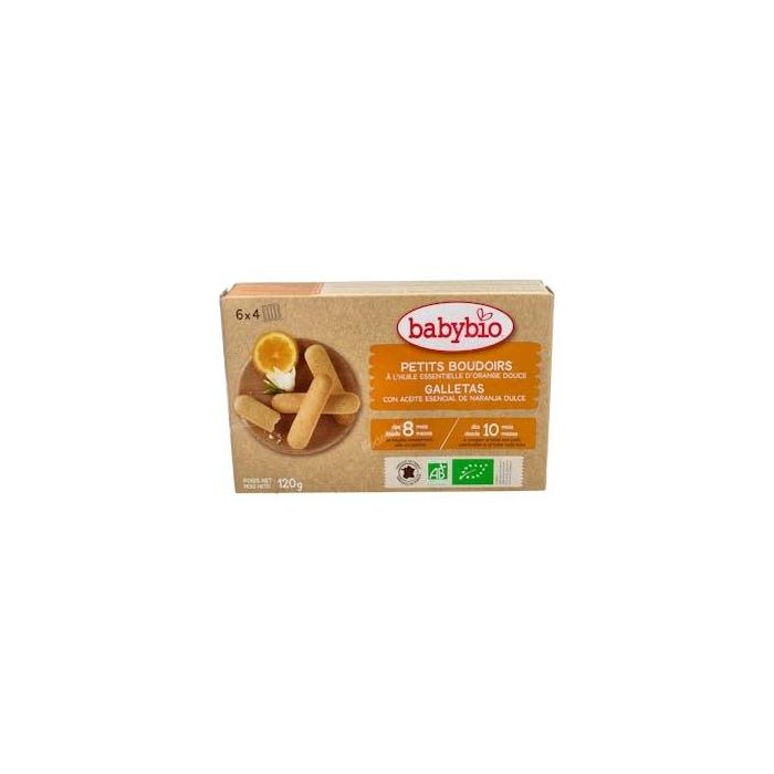 BABYBIO Galletas de Dentición Bio para Bebés 8 Meses Sabor Naranja 120g