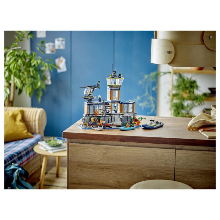 LEGO 60419 City Prisión de Policía de Aguas Profundas Juguete con Helicóptero Barco 7 Minifiguras Figura de Perro