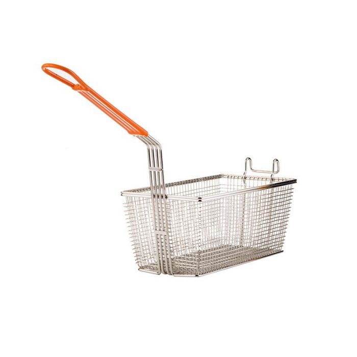 TABLECRAFT - 43 - Cestillo para freír con mango naranja - 30,5 x 16 x 13,5 cm