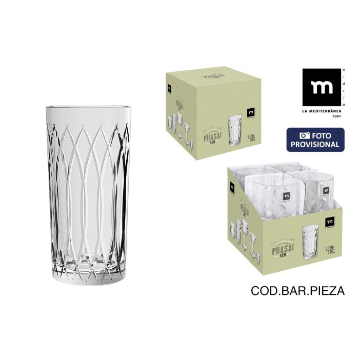 La Mediterranea Vaso Alto Phasai de 460 ml - Ø7.8x16 cm - Ideal para bebidas y combinados. (24 Unidades)