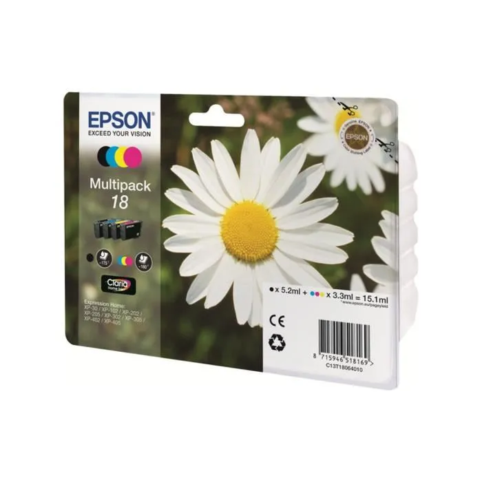Epson Expression Home XP-102/205/305/405 MultiPack 4 Cartuchos (K,C,M,Y)nº18 1