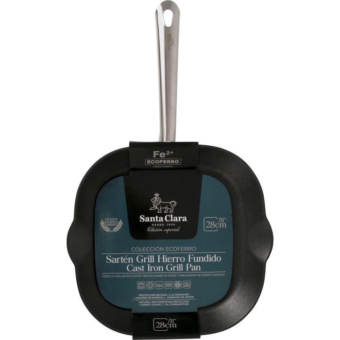 Sartén Grill 28 cm Hierro Fundido Ecofer Santa Clara - Inde (3 Unidades) 1
