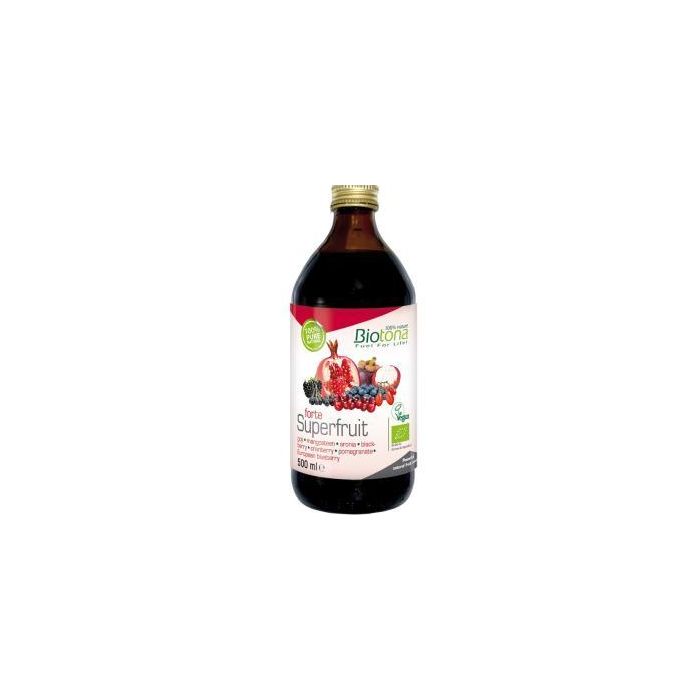 BIOTONA Superfruit Forte 500ml Bio Vegan, Cóctel de Súper Jugos Concentrados: Aronia, Mora, Goji, Guayaba, Arándano y Granada