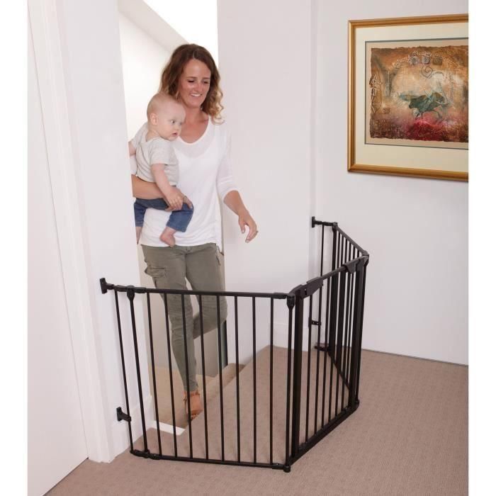 Barrera de seguridad - DREAMBABY - NEWPORT - 3 paneles - 85,5-200 x 74 cm - Bidireccional - Negra 5