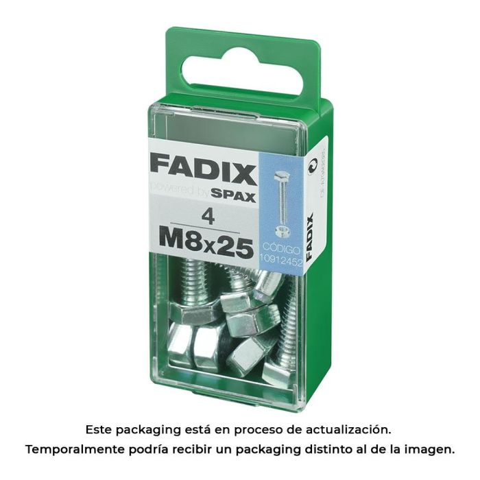 Fadix Tornillo Métrica Cabeza Hexagonal + Tuerca Cincado M8x25mm - Caja 4 Unidades 0 Fadix Tornillo Métrica Cabeza Hexagonal + Tuerca Cincado M8x25mm - Caja 4 Unidades 0