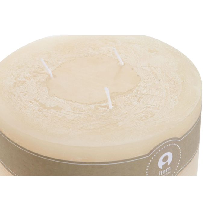 DKD Home Decor Vela Básicos Cera Crema Natural 1050g 70h, 3 Mechas, 15x15x7.5 cm (6 Unidades) 1