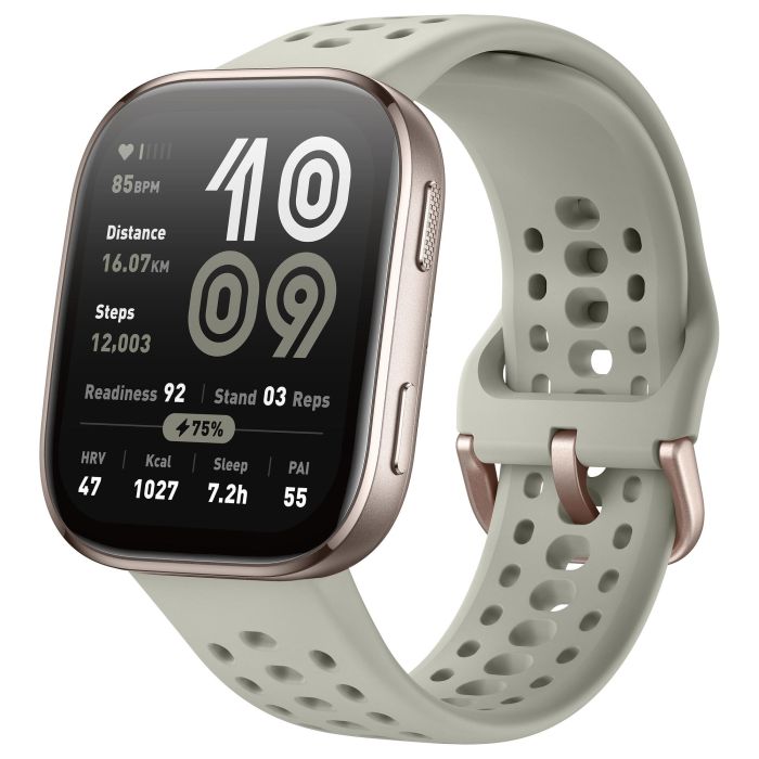 Amazfit Bip 6 Stone Reloj Inteligente GPS Pantalla AMOLED de 1.97" (390 x 450) Oro y Correa Gris