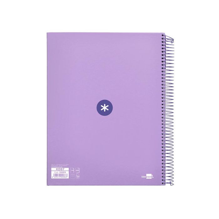 Cuaderno Espiral A4 Micro Antartik Tapa Forrada 120H 90 gr Horizontal 5 Bandas 4 Taladros Color Lavanda 2