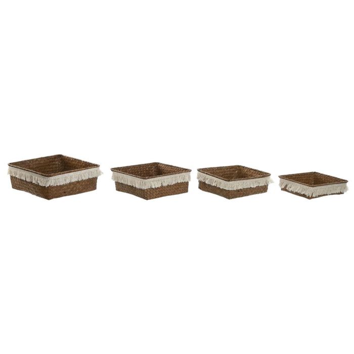 Cesta Boho DKD Home Decor Natural Blanco 26 x 10 x 26 cm Set de 4 1 Cesta Boho DKD Home Decor Natural Blanco 26 x 10 x 26 cm Set de 4 1
