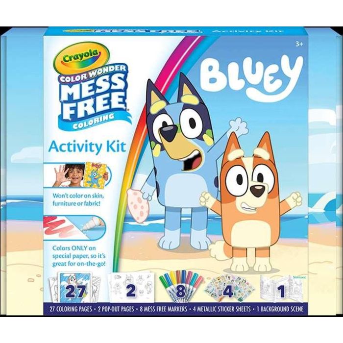 Set de colorear sin manchas color wonder bluey ¡los rotuladores solo escriben en el papel! 1