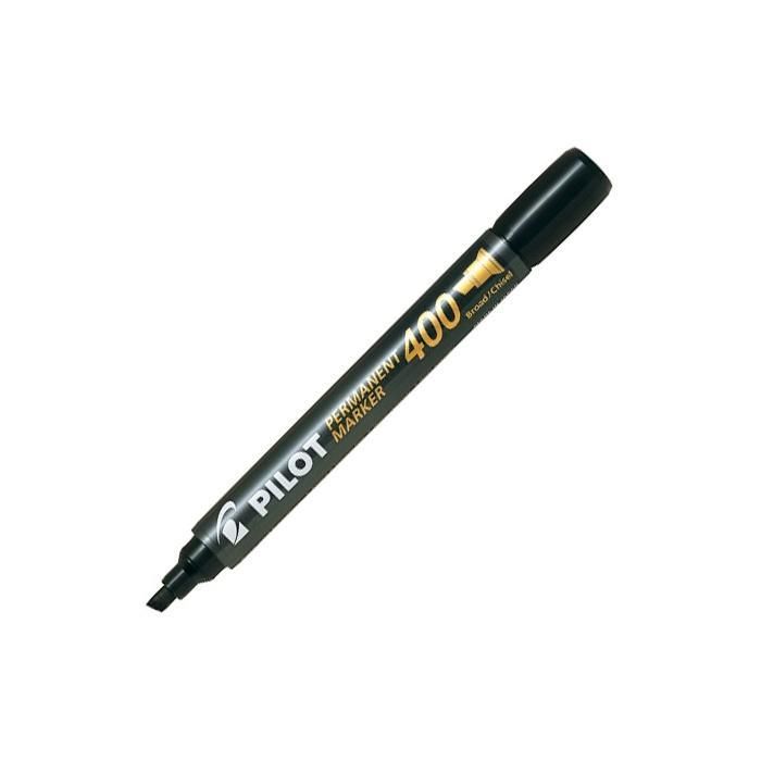 Pilot Marcador Permanente SCA-400 Punta Biselada, Negro, Multisuperficies, Tinta base alcohol, Caja de 12 Unidades (12 Unidades)