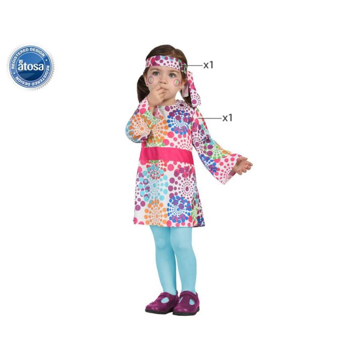 Disfraz Hippie Niña Bebé Rosa 6-12 Meses 0 Disfraz Hippie Niña Bebé Rosa 6-12 Meses 0