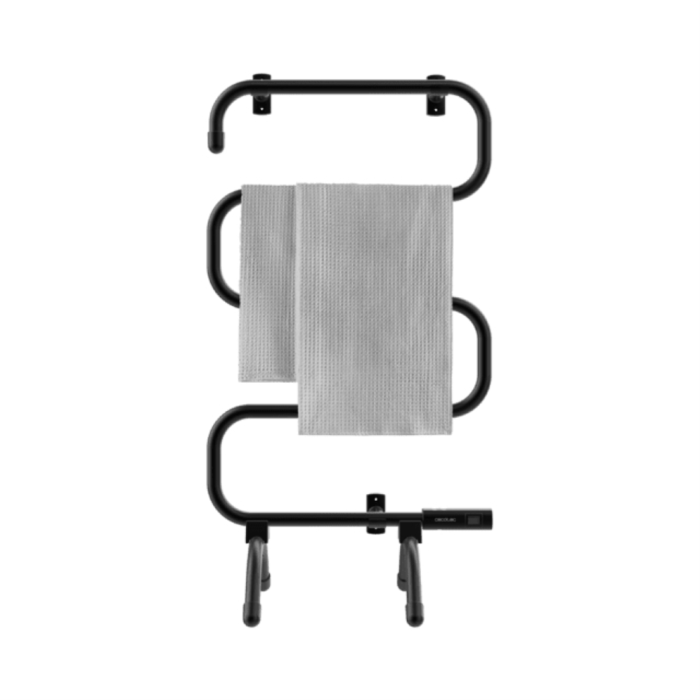 Cecotec ReadyWarm 5000 Towel, Toallero Eléctrico de Fluido 100 W Negro, 5 Barras, IP24, Para Pared o Suelo, Anti-sobrecalentamiento