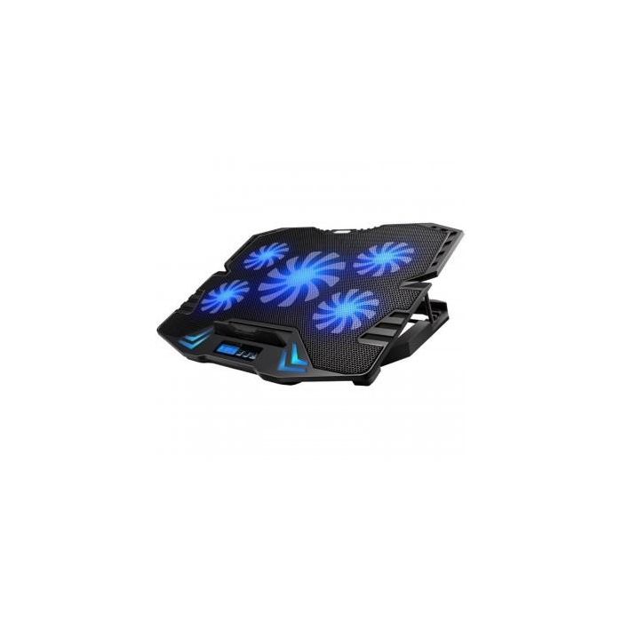 Ewent Soporte Base Refrigeración para Ordenador Portátil con 5 Ventiladores Silenciosos, Ajustable hasta 17 Pulgadas, USB