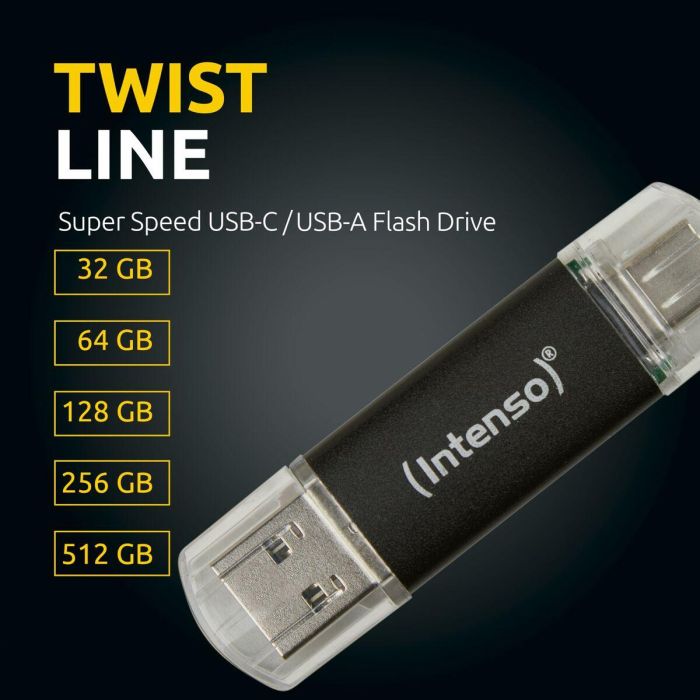 Memoria USB INTENSO Twist Line 256 GB Antracita (2 Unidades) 3 Memoria USB INTENSO Twist Line 256 GB Antracita (2 Unidades) 3