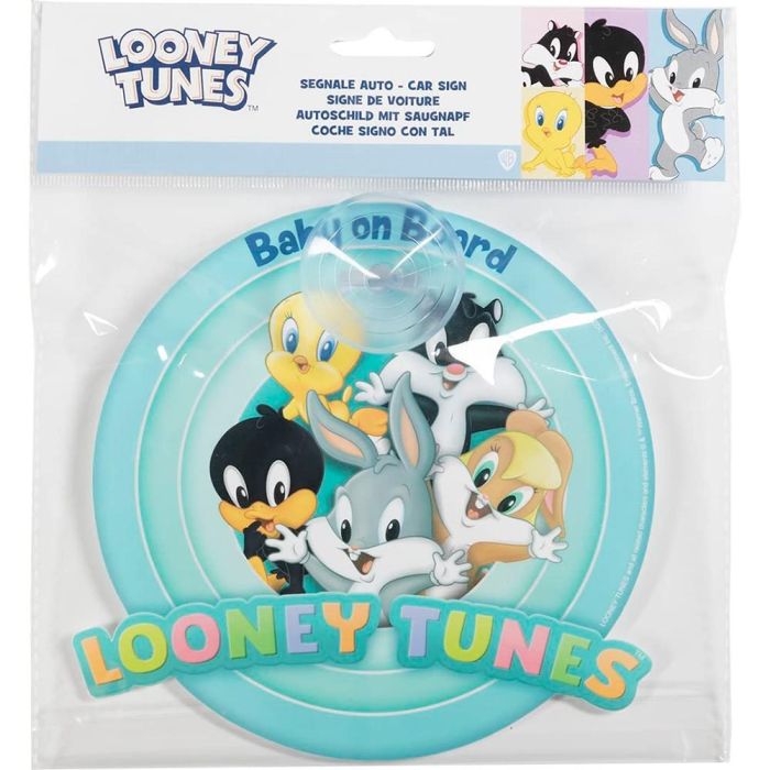 Licensing Bebé A Bordo Looney Tunes CZ11069 Señal de Coche Ventosa Warner Bros Tweety Sylvester Duffy Bugs Lola Bunny 1