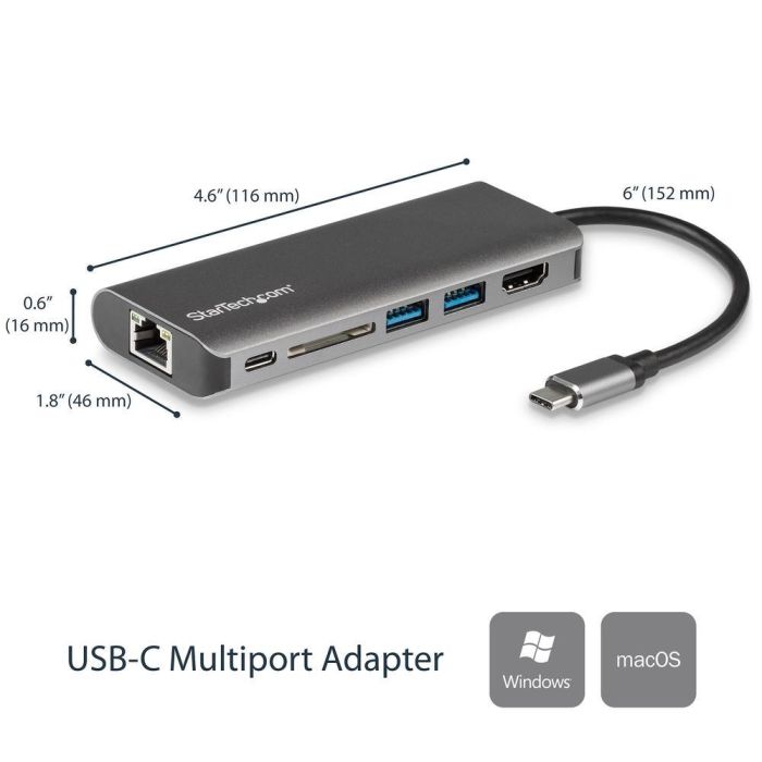Hub USB Startech DKT30CSDHPD Negro Gris 60 W 1 Hub USB Startech DKT30CSDHPD Negro Gris 60 W 1