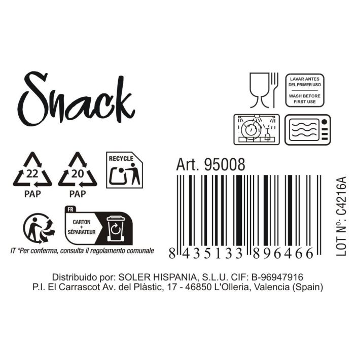 La Mediterranea Bol Snack Ø12x6 cm 280 ml (72 Unidades)