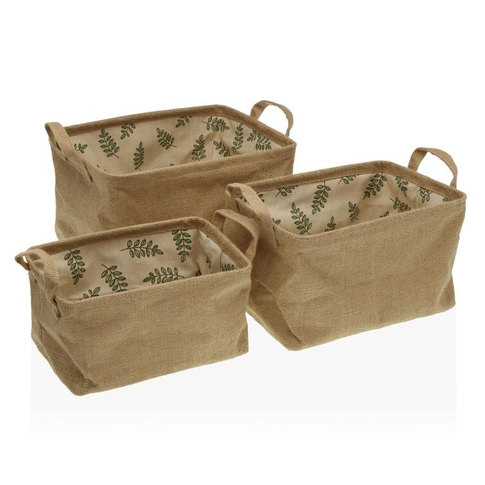 Set 3 Cestas Rect. Yute Versa 18X14CM (2 Unidades) Set 3 Cestas Rect. Yute Versa 18X14CM (2 Unidades)