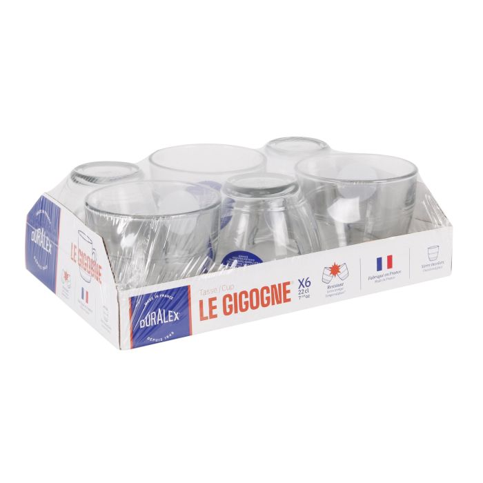 Duralex Set de 6 Tazas Transparentes con Asa 22 cl Colección Gigogne (12 Cajas) 6