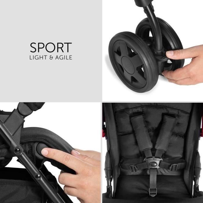 Hauck Cochecito de Caña Sport, Plegable y Reclinable para Viaje, Ligero, Acolchado, con Arnés 5 Puntos, Rojo 4