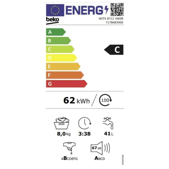 Lavadora BEKO WITV8712XW0R 8 kg 1400 rpm Blanco 1