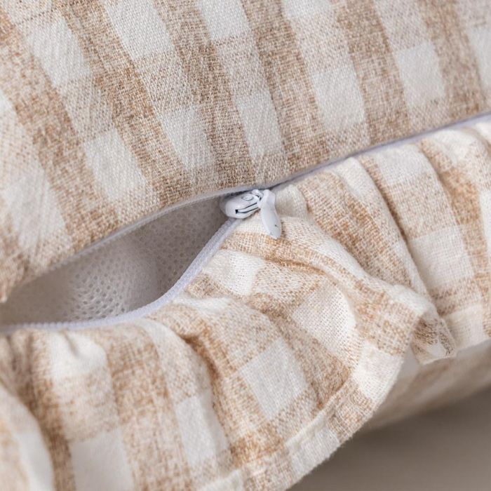 Cojín Cuadros Beige Algodón 50 X 30 cm
