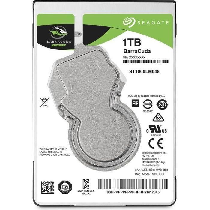 Seagate ST1000LM048 Disco duro interno BarraCuda 1TB 2.5" 5400 rpm SATA 6Gb/s 128MB Caché