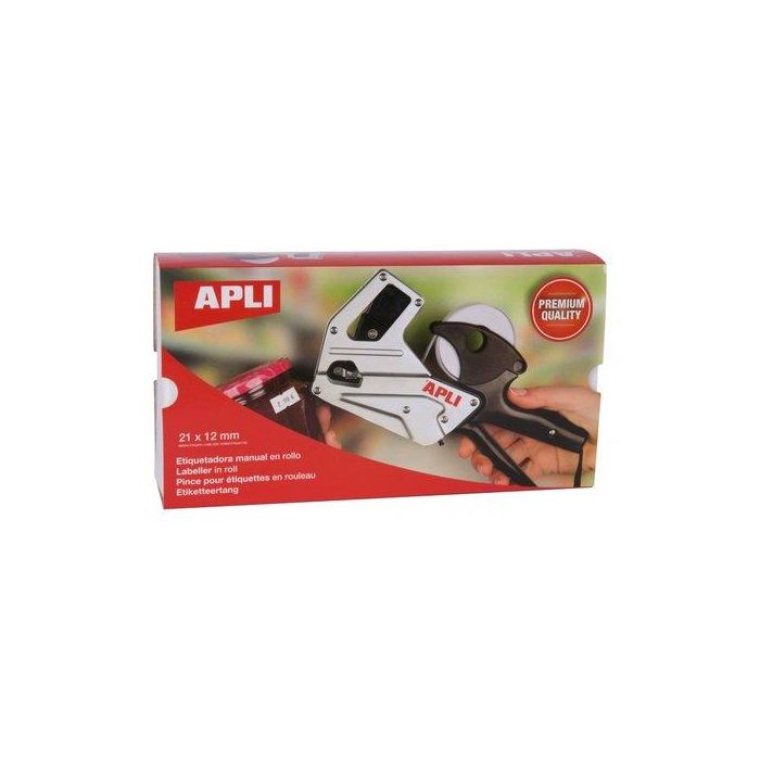 Apli Etiquetadora de Precios Premium 1 Línea 8 Caracteres, Compatible con Etiquetas 21x12 mm, Incluye Cartuchos de Tinta y Rollo de Etiquetas
