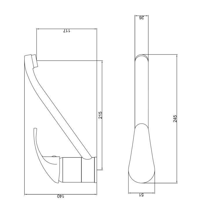 ROUSSEAU Grifo de cocina mezclador Belfort, cartucho cerámico Ø40mm, latón cromado, sin ducha de mano, ahorro de agua 1