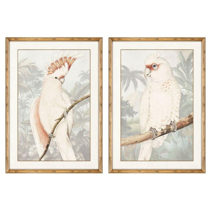 Cuadro Tropical DKD Home Decor Blanco Gris 3 x 70 x 50 cm (2 Unidades)