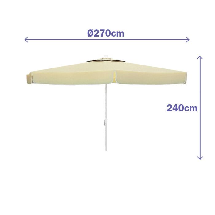 Marbueno Sombrilla Aluminio 8 Barillas D270 cm Polyester Blanca Jardin, Piscina y Terraza 10182 3 Marbueno Sombrilla Aluminio 8 Barillas D270 cm Polyester Blanca Jardin, Piscina y Terraza 10182 3
